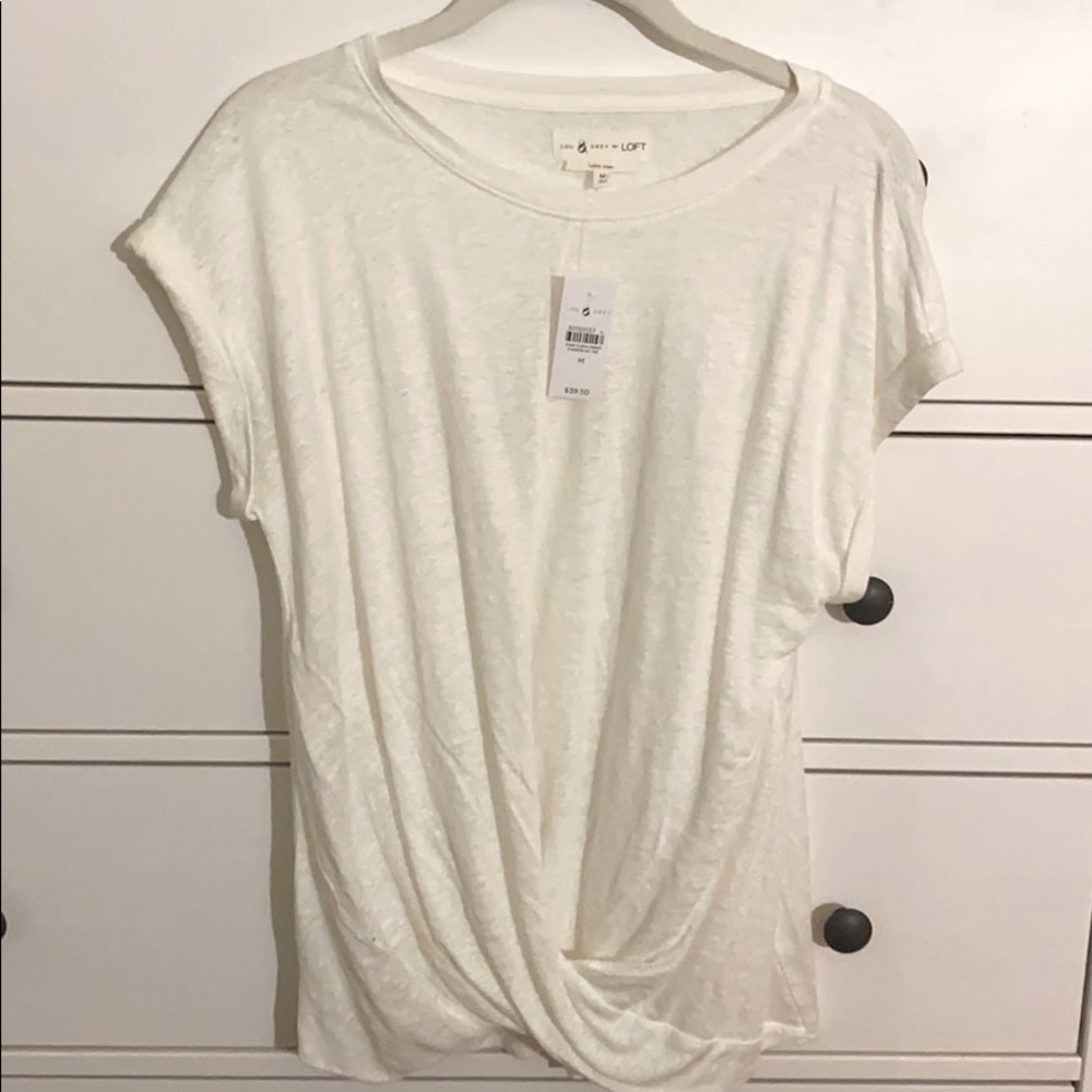 Loft White Linen Tee